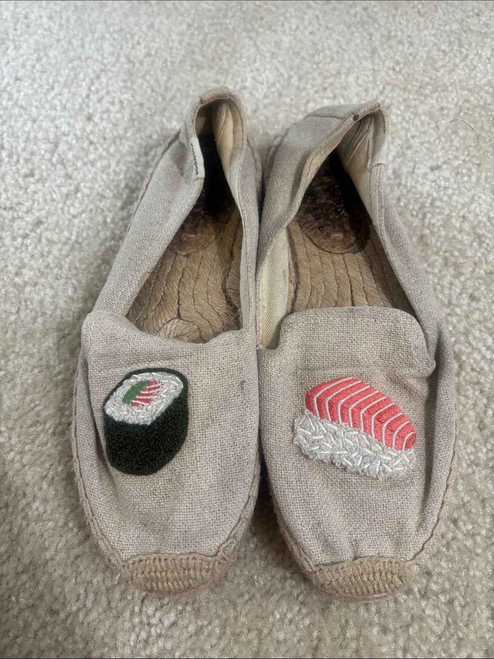 Soludos Women’s Beige Sushi Embroidered Slip-On Flats